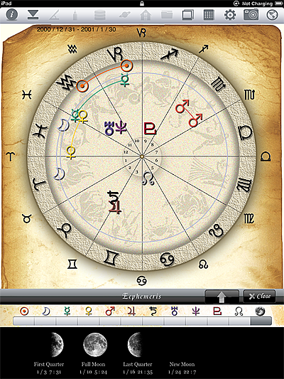 Moon Phase of Ephemeris Option of horoscope JIKU